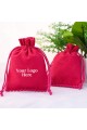 Dark Pink bottom pom pom bags Drawstring Cotton Pouch 