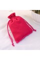 Dark Pink bottom pom pom bags Drawstring Cotton Pouch 