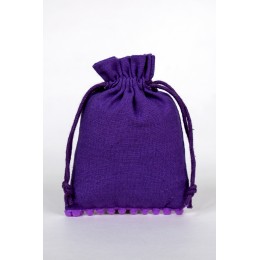 Purple Pack Of 25 Bottom PomPom Jewelry Potli, Personalized Jewelry Packaging Bags in Wholesale, Gift Packaging Bags