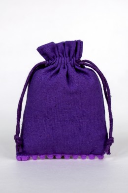 Purple Pack Of 25 Bottom PomPom Jewelry Potli, Personalized Jewelry Pouch Gift Packaging Bags