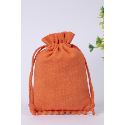 Pack Of 25pcs Orange Bottom PomPom Jewelry Potli, Personalized Jewelry Pouch, Gift Packaging Bags, Designer Bags