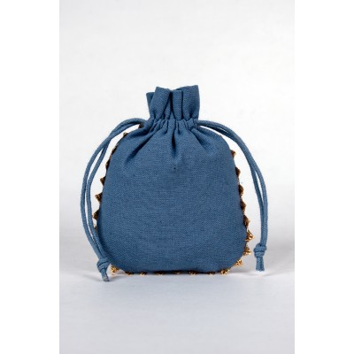 Pack of 25pcs Navy Blue Round Lace Jewelry Potli, Personalized Jewelry Pouch, Gift Packaging Bags, Designer Jewelry Bags