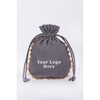 Pack of 25pcs Navy Blue Round Lace Jewelry Potli, Personalized Jewelry Pouch, Gift Packaging Bags, Designer Jewelry Bags