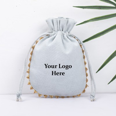 Pack of 25pcs Navy Blue Round Lace Jewelry Potli, Personalized Jewelry Pouch, Gift Packaging Bags, Designer Jewelry Bags