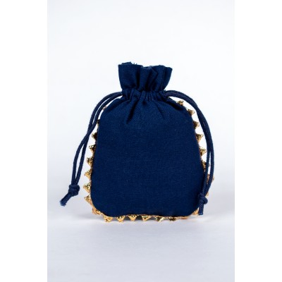 Pack of 25pcs Navy Blue Round Lace Jewelry Potli, Personalized Jewelry Pouch, Gift Packaging Bags, Designer Jewelry Bags