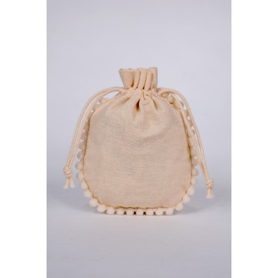 Pack of 25pcs Round PomPom Jewelry Potli, Personalized Jewelry Pouch, Gift Packaging Bags, Designer Bags & Pouches