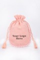 Peach Pack Of 25 Round PomPom with Tassel Jewelry Potli, Personalized Jewelry Pouch Gift Packaging Bags