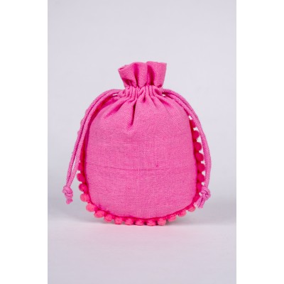 Pack of 25pcs Round PomPom Jewelry Potli, Personalized Jewelry Pouch, Gift Packaging Bags, Designer Bags & Pouches