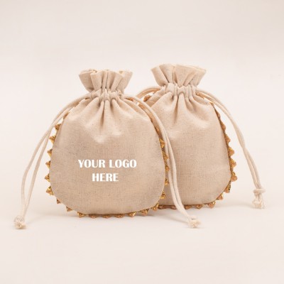 Pack of 25pcs Round Lace Jewelry Potli, Personalized Jewelry Pouch, Gift Packaging Bags, Storage Bags for Jewelry