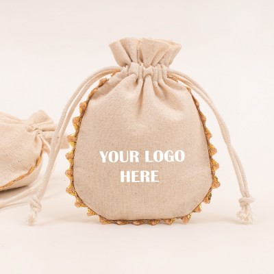 Pack of 25pcs Round Lace Jewelry Potli, Personalized Jewelry Pouch, Gift Packaging Bags, Storage Bags for Jewelry