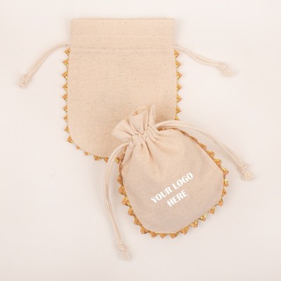 Pack of 25pcs Round Lace Jewelry Potli, Personalized Jewelry Pouch, Gift Packaging Bags, Storage Bags for Jewelry