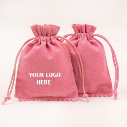 Pack of 25pcs Light Pink Bottom PomPom Jewelry Potli, Personalized Jewelry Pouch, Gift Packaging Bags, Jewelry Packaging Pouches