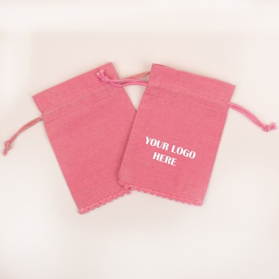 Pack of 25pcs Light Pink Bottom PomPom Jewelry Potli, Personalized Jewelry Pouch, Gift Packaging Bags, Jewelry Packaging Pouches