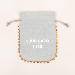 Pack Of 25pcs Light Gray Round Lace Personalized Jewelry Potli, Jewelry Pouches Wholesale, Gift Packaging Bags