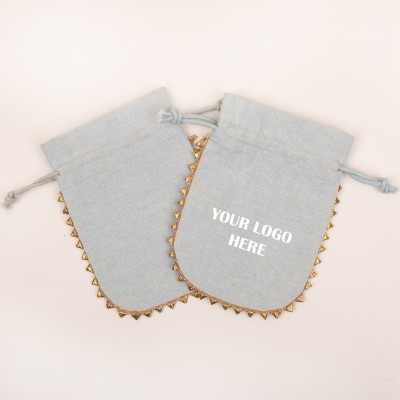 Pack Of 25pcs Light Gray Round Lace Personalized Jewelry Potli, Jewelry Pouches Wholesale, Gift Packaging Bags