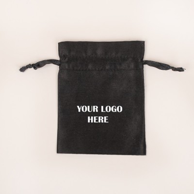 Pack of 25pcs Black Satin Jewelry Potli, Personalized Jewelry Pouch, Gift Packaging Bags, Satin Bags & Pouch