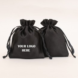 Pack of 25pcs Black Satin Jewelry Potli, Personalized Jewelry Pouch, Gift Packaging Bags, Satin Bags & Pouch