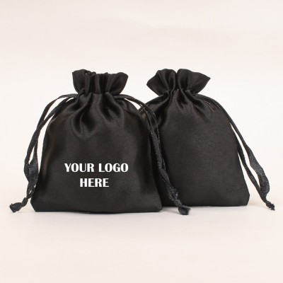 Pack of 25pcs Black Satin Jewelry Potli, Personalized Jewelry Pouch, Gift Packaging Bags, Satin Bags & Pouch