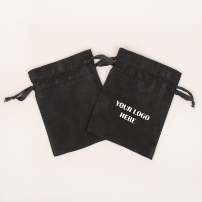 Pack of 25pcs Black Satin Jewelry Potli, Personalized Jewelry Pouch, Gift Packaging Bags, Satin Bags & Pouch