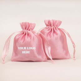 Pack of 25pcs Light Pink Satin Jewelry Potli, Personalized Jewelry Pouch, Gift Packaging Bags, Satin Bags & Pouch