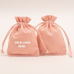 Pack Of 25 Peach Bottom Lace with Gold Tassel Jewelry Pouches, Personalized Jewelry Pouch, Gift Packaging Bags
