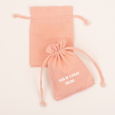 Pack Of 25 Peach Bottom Lace with Gold Tassel Jewelry Pouches, Personalized Jewelry Pouch, Gift Packaging Bags