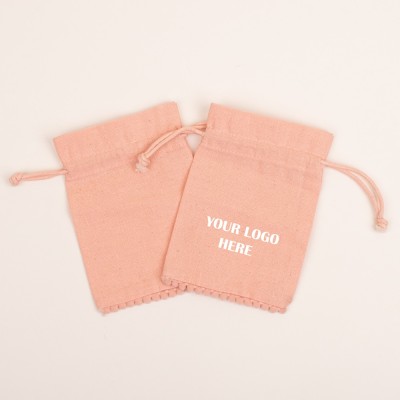 Pack Of 25 Peach Bottom Lace with Gold Tassel Jewelry Pouches, Personalized Jewelry Pouch, Gift Packaging Bags
