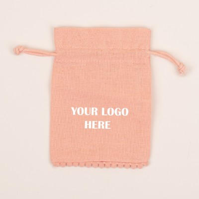 Pack Of 25 Peach Bottom Lace with Gold Tassel Jewelry Pouches, Personalized Jewelry Pouch, Gift Packaging Bags