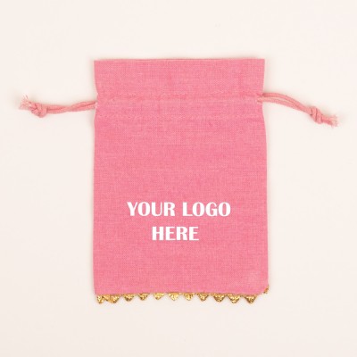 Pack of 25pcs Light Pink Bottom Lace Jewelry Potli, Personalized Jewelry Pouch, Gift Packaging Bags, Jewelry Storage Bags