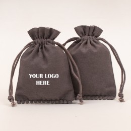 Pack Of 25pcs Gray Bottom PomPom Jewelry Potli, Personalized Jewelry Pouch, Gift Packaging Bags, Jewellery Organiser Pouch