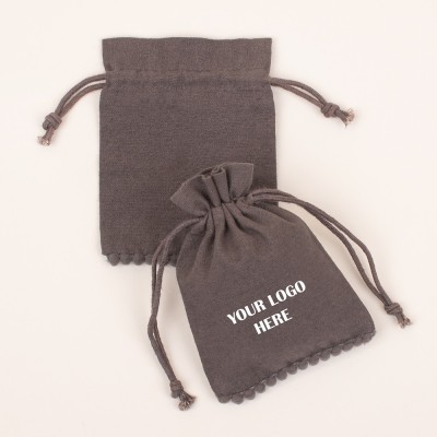 Pack Of 25pcs Gray Bottom PomPom Jewelry Potli, Personalized Jewelry Pouch, Gift Packaging Bags, Jewellery Organiser Pouch
