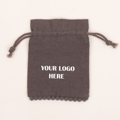 Pack Of 25pcs Gray Bottom PomPom Jewelry Potli, Personalized Jewelry Pouch, Gift Packaging Bags, Jewellery Organiser Pouch