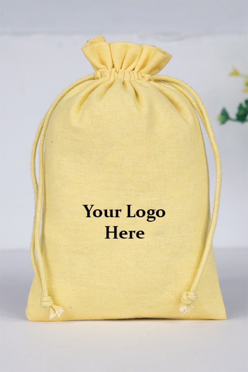 Yellow Pack of 25pcs Jewelry Potli, Personalized Jewelry Pouch Gift Packaging Bags