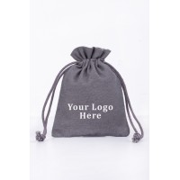 Pack of 25pcs Gray Cotton Potli Bags, Personalized Jewelry Packaging Pouches, Gif Packaging Pouches