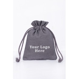 Pack of 25pcs Gray Cotton Potli Bags, Personalized Jewelry Packaging Pouches, Gif Packaging Pouches