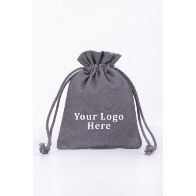 Pack of 25pcs Gray Cotton Potli Bags, Personalized Jewelry Packaging Pouches, Gif Packaging Pouches