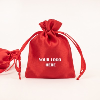 Pack of 25pcs Red Satin with Tassel Jewelry Potli, Personalized Jewelry Pouch, Gift Packaging Bags, Satin Bags & Pouch