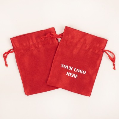 Pack of 25pcs Red Satin with Tassel Jewelry Potli, Personalized Jewelry Pouch, Gift Packaging Bags, Satin Bags & Pouch