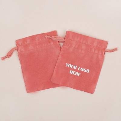 Pack of 25pcs Peach Satin Jewelry Potli, Personalized Jewelry Pouch, Gift Packaging Bags, Satin Bags & Pouch