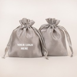 Pack of 25pcs Light Gray Satin Jewelry Potli, Personalized Jewelry Pouch, Gift Packaging Bags, Satin Bags & Pouch