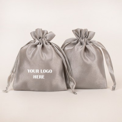 Pack of 25pcs Light Gray Satin Jewelry Potli, Personalized Jewelry Pouch, Gift Packaging Bags, Satin Bags & Pouch
