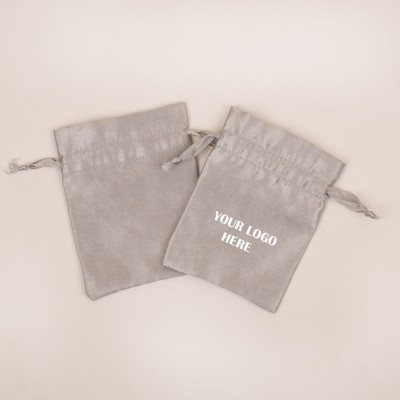 Pack of 25pcs Light Gray Satin Jewelry Potli, Personalized Jewelry Pouch, Gift Packaging Bags, Satin Bags & Pouch