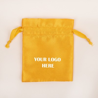 Pack of 25pcs Yellow Satin Jewelry Potli, Personalized Jewelry Pouch, Gift Packaging Bags, Satin Bags & Pouch