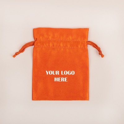 Pack of 25pcs Orange Satin Jewelry Potli, Personalized Satin Jewelry Pouch, Gift Packaging Bags, Satin Pouch & Bags