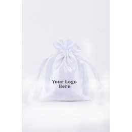 Pack of 25pcs White Satin Jewelry Potli, Personalized Jewelry Pouch, Gift Packaging Bags, Satin Bags & Pouch