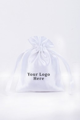 White Pack of 25pcs  Satin Jewelry Potli, Personalized Jewelry Pouch Gift Packaging Bags