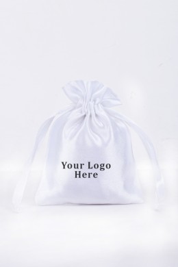 White Pack of 25pcs  Satin Jewelry Potli, Personalized Jewelry Pouch Gift Packaging Bags