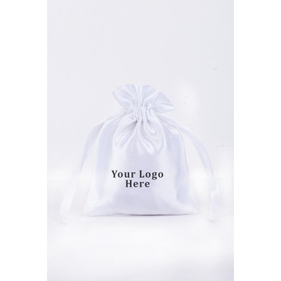 Pack of 25pcs White Satin Jewelry Potli, Personalized Jewelry Pouch, Gift Packaging Bags, Satin Bags & Pouch