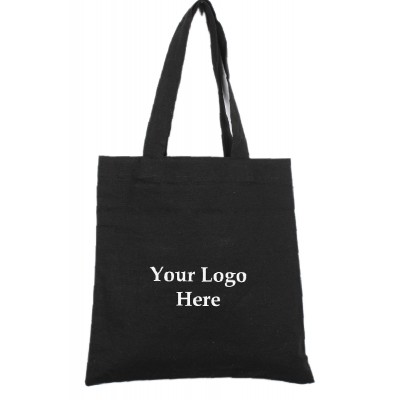 Pack of 25 Black Personalized Cotton Tote Bags, Pure 100% Small Fabric Tote Bags in Wholesale