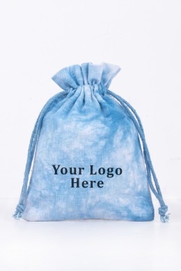 Pack of 25pcs Light Blue Tye-Dye Jewelry Potli, Personalized Jewelry Pouch Gift Packaging Bags